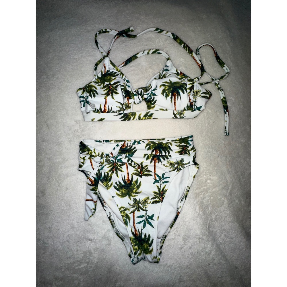 Xhilaration Palm‎ Print Bikini Set High Waist Tie D/DD Small